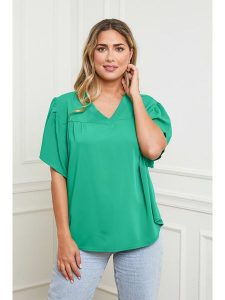 Plus Size Company Bluzka w kolorze zielonym rozmiar: 42. Zielone bluzki Plus Size Company, plus size, bez wzorów, klasyczne, bez kołnierzyka, plus size, bez ramiączek. Za 57,06 zł.