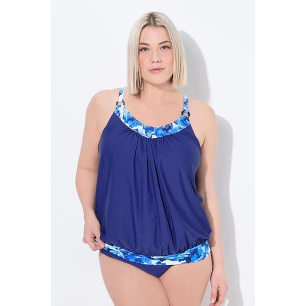 Damskie Tankini wzorzyste detale miękkie miseczki regulowane ramiączka. Niebieskie bikini Ulla Popken, bez wzorów, z elastanu. Za 279,99 zł.