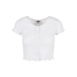 Top Damski / Damski Z Prążkowanymi Guzikami. Białe topy Urban Classics, xs, bez wzorów, prążkowane, sportowe, bez kołnierzyka, bez ramiączek. Za 79,99 zł.