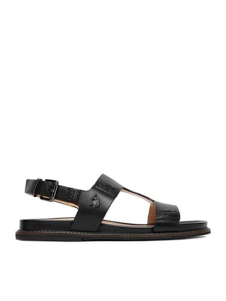 U.S. Polo Assn. Sandały EO-ADELI002W/6L1 Czarny. Czarne sandały U.S. Polo Assn., bez wzorów, ze skóry, bez obcasa, na płaskiej podeszwie, bez zapięcia. Za 255,99 zł.