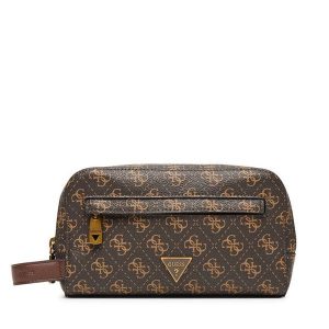 Kosmetyczka Guess. Brązowe kosmetyczki Guess, z aplikacjami. Za 199,99 zł.