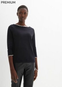 Sweter z domieszką jedwabiu. Brązowe swetry klasyczne bonprix, bez kołnierzyka. Za 169,99 zł.