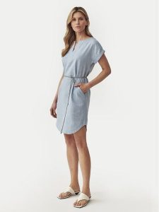 Tatuum Sukienka letnia Samantika T2409.199 Niebieski Regular Fit. Niebieskie kombinezony Tatuum, na lato, bez wzorów, z bawełny, bez kołnierzyka, bez ramiączek. Za 499,99 zł.