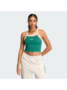 Adidas Top Seasonal Essentials Colorpop JZ0195 Zielony Slim Fit. Zielone topy ADIDAS, s, bez wzorów, z bawełny, bez kołnierzyka, bez ramiączek. Za 108,99 zł.