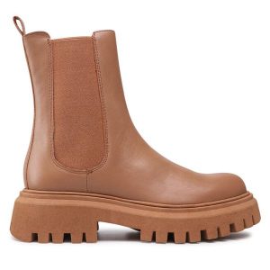 Sztyblety Badura. Brązowe botki Badura, bez wzorów, bez obcasa, na płaskiej podeszwie, bez zapięcia. Za 219,99 zł.