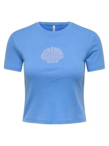 ONLY T-Shirt Kira 15346419 Niebieski Regular Fit. Niebieskie t-shirty ONLY, xs, bez wzorów, z bawełny, bez kołnierzyka, bez ramiączek. Za 64,99 zł.