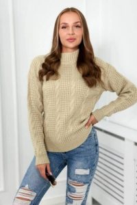 Sweter wkładany przez głowę jasny beżowy. Brązowe kardigany KESI, z wełny. Za 150,97 zł.