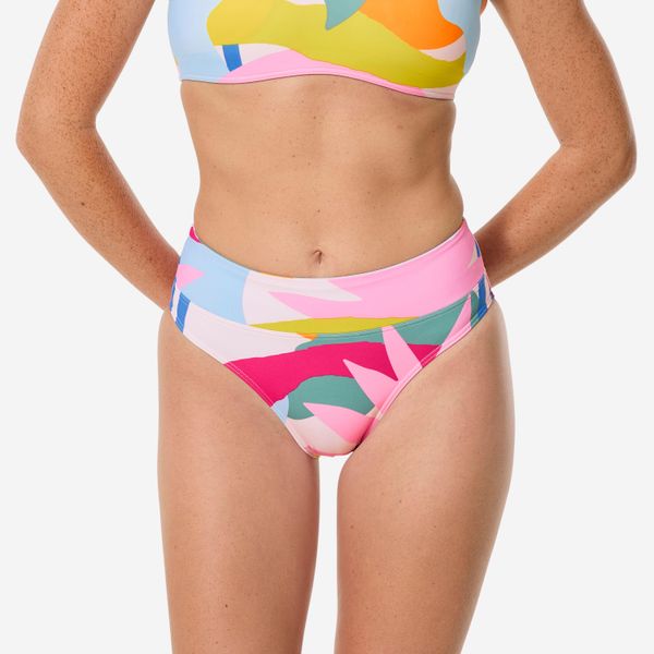 Dół kostiumu kąpielowego damski Decathlon Nora Colorama. Czerwone bikini OLAIAN, bez wzorów. Za 69,99 zł.