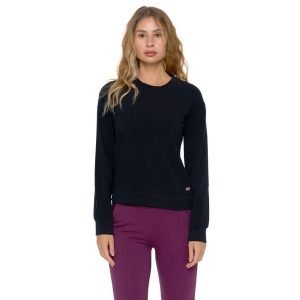 Bluza zimowa Leone 1947 Never Without Damen z Rundhalsausschnitt. Czarne bluzy LEONE 1947 APPAREL, na zimę, bez wzorów, z bawełny, bez kaptura. W wyprzedaży za 147,35 zł.