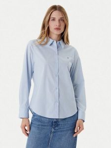 Tommy Hilfiger Koszula Ess WW0WW47169 Błękitny Regular Fit. Niebieskie koszule TOMMY HILFIGER, bez wzorów, z bawełny, bez kołnierzyka, bez ramiączek. Za 239,99 zł.