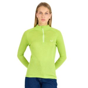 Vega - damska koszulka 100% merino wełna 195 g/m² z zamkiem YKK. Zielone koszule nocne WOOLONA, bez wzorów, z wełny, bez ramiączek. W wyprzedaży za 306,00 zł.