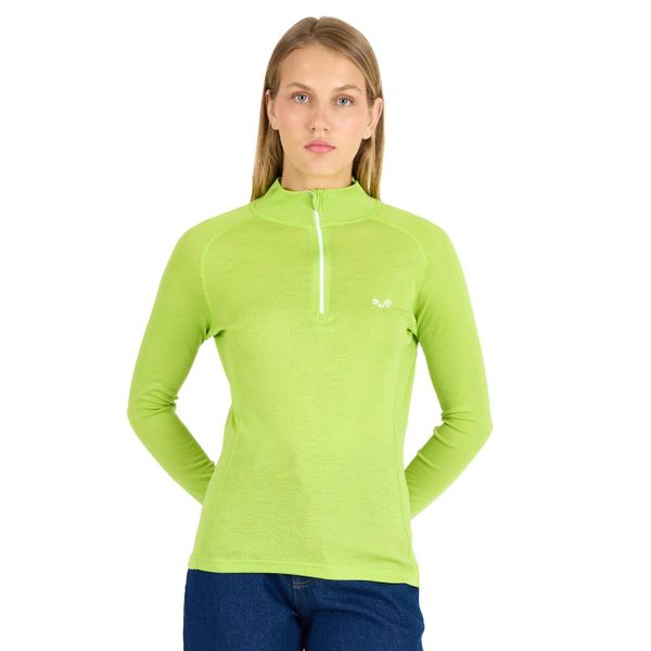 Vega - damska koszulka 100% merino wełna 195 g/m² z zamkiem YKK. Zielone koszule nocne WOOLONA, bez wzorów, z wełny, bez ramiączek. W wyprzedaży za 306,00 zł.