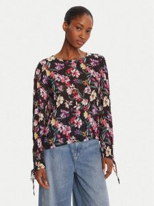Desigual Bluzka Flori 25WWBW03 Czarny Regular Fit. Czarne bluzki Desigual, s, bez wzorów, z syntetyku, bez kołnierzyka, bez ramiączek. Za 319,99 zł.