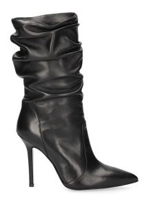 Liu Jo Skórzane kozaki w kolorze czarnym rozmiar: 40. Czarne kozaki Liu Jo, na zimę, bez wzorów, ze skóry, bez obcasa, na szpilce, bez zapięcia. Za 435,11 zł.