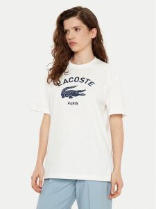Lacoste T-Shirt TH2733 Écru Regular Fit. T-shirty Lacoste, m, bez wzorów, z bawełny, bez kołnierzyka, bez ramiączek. Za 159,99 zł.