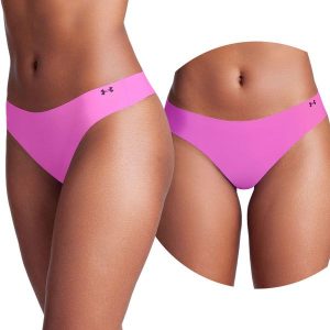 Majtki damskie stringi Under Armour Pure Stretch 3-PAK. Brązowe stringi Under Armour, bez wzorów. Za 95,99 zł.
