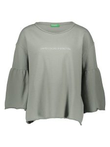 Benetton Bluza w kolorze zielonym rozmiar: S. Zielone bluzy Benetton, s, bez wzorów, z bawełny, bez kaptura. Za 61,46 zł.