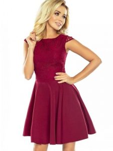 Sukienka Model 157-3 Marta Bordo - Numoco. Czerwone sukienki NUMOCO, l, bez wzorów, z elastanu, wizytowe, bez kołnierzyka, plus size, bez ramiączek, rozkloszowane. Za 300,83 zł.