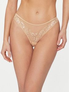 Guess Figi brazylijskie O4RE00 KC190 Beżowy. Brązowe figi Guess, z aplikacjami, z syntetyku. Za 129,99 zł.