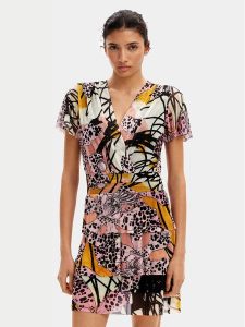 Desigual Sukienka letnia MONSIEUR CHRISTIAN LACROIX Cadiz 24SWVK52 Kolorowy Regular Fit. Kombinezony Desigual, na lato, xl, bez wzorów, z syntetyku, bez kołnierzyka, bez ramiączek. Za 329,99 zł.