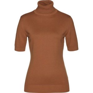 Sweter z golfem, krótki rękaw. Czarne golfy bonprix, bez wzorów. Za 97,99 zł.