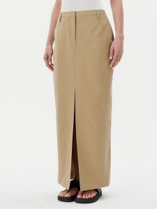 Herskind Spódnica maxi 5532150 Khaki Regular Fit. Brązowe spódnice Herskind, bez wzorów, z bawełny, maxi. Za 459,99 zł.