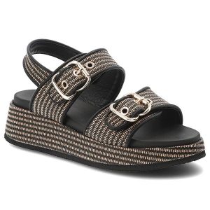 Sandały damskie Artiker, cholewka z materiału tekstylnego pasek wokół pięty z regulacją na rzep, brązowe, 58C1741. Brązowe sandały ARTIKER, bez wzorów, bez obcasa, na koturnie, bez zapięcia. Za 179,00 zł.