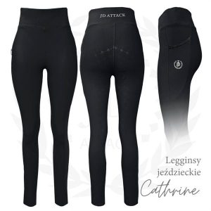 Legginsy jeździeckie z pełnym lejem silikonowym JD ATTACK Cathrine czarne. Czarne legginsy JD ATTACK, bez wzorów, z elastanu, z podwyższonym stanem, długie. Za 249,99 zł.