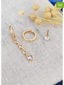 Atelier MIU Kolczyki-kreole (3 szt.) z cyrkoniami rozmiar: onesize. Żółte kolczyki Atelier MIU, z cyrkonią, z mosiądzu. Za 69,75 zł.