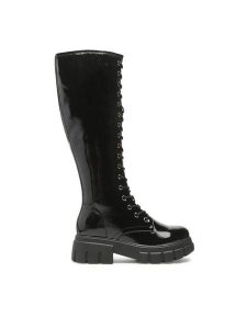 DeeZee Kozaki WS068-30 Czarny. Czarne kozaki DeeZee, bez wzorów, ze skóry, bez obcasa, na płaskiej podeszwie, bez zapięcia. Za 149,99 zł.