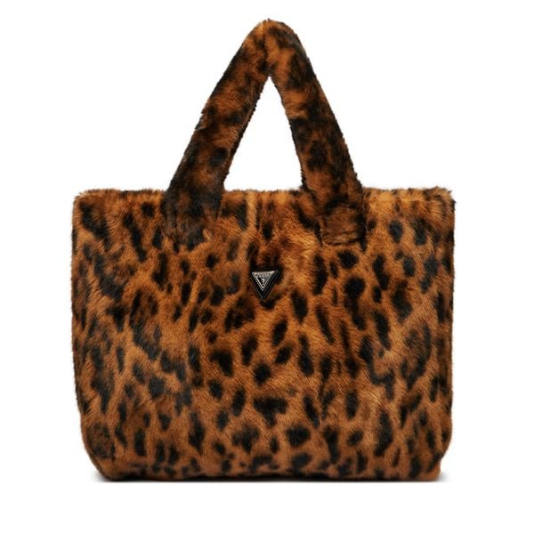Torebka Guess. Brązowe shopper bag Guess, z aplikacjami, bez dodatków. Za 399,99 zł.