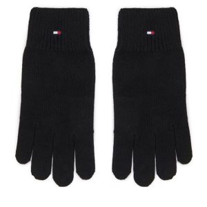 Rękawiczki Damskie Tommy Hilfiger. Czarne rękawiczki TOMMY HILFIGER, bez wzorów, z dzianiny. Za 169,99 zł.