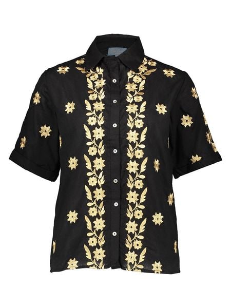 Isla Bonita by SIGRIS Bluzka w kolorze złoto-czarnym rozmiar: S. Czarne bluzki Isla Bonita by SIGRIS, s, bez wzorów, z bawełny, bez kołnierzyka, bez ramiączek. Za 130,50 zł.