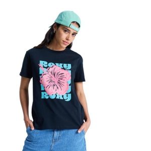 Koszulka z krótkim rękawem dla Kobiety OCEANREGULAR POSTER Czarny. Szare bluzki Roxy, bez wzorów, z bawełny, bez ramiączek. Za 99,99 zł.