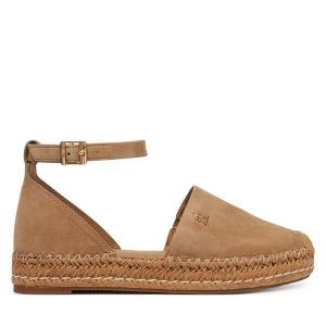 Espadryle Tommy Hilfiger. Brązowe espadryle TOMMY HILFIGER, bez wzorów, bez obcasa. Za 409,99 zł.