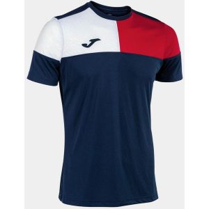 Koszulka Joma Crew Navy-Czerwony-Biały - XS. Czerwone bluzki JOMA, xs, bez wzorów, sportowe, bez kołnierzyka, bez ramiączek. Za 160,99 zł.