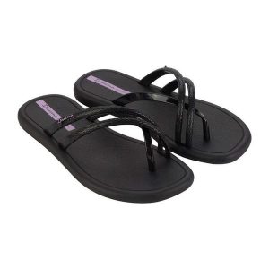 Klapki damskie Ipanema Meu Sol Rasteira. Czarne klapki Ipanema, bez wzorów, bez obcasa. Za 49,99 zł.