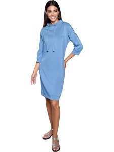 Heine Sukienka w kolorze błękitnym rozmiar: 40. Niebieskie sukienki Heine, na co dzień, bez wzorów, bez kołnierzyka, bez ramiączek, midi, proste. Za 113,36 zł.