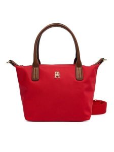 Tommy Hilfiger Torebka Popette Mini Tote AW0AW17709 Czerwony. Czerwone torebki klasyczne TOMMY HILFIGER, bez wzorów, ze skóry, bez dodatków. Za 369,99 zł.