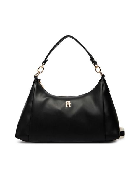 Tommy Hilfiger Torebka Th Essential Shoulder Bag AW0AW18374 Czarny. Czarne torebki klasyczne TOMMY HILFIGER, bez wzorów, ze skóry, bez dodatków. Za 301,99 zł.