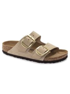 Birkenstock Skórzane klapki "Arizona" w kolorze beżowym rozmiar: 38. Brązowe klapki Birkenstock, bez wzorów, z otwartym noskiem, bez obcasa. Za 461,21 zł.