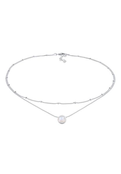 Elli Damski naszyjnik Choker Basic warstwowy z kamieniem księżycowym w srebrze próby 925 Sterling Silver Naszyjniki 1 ct. Szare naszyjniki Elli, z kamieniem księżycowym, srebrne. Za 328,09 zł.
