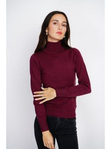 ASSUILI Kaszmirowy sweter w kolorze bordowym rozmiar: 38. Czerwone golfy Assuili, bez wzorów, z kaszmiru. Za 114,44 zł.