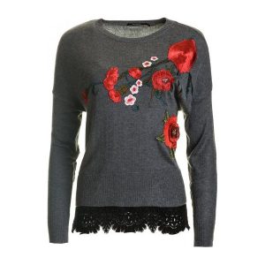 Desigual Sweter Damski Rosalia L Szary. Swetry klasyczne marki Desigual. W wyprzedaży za 259,00 zł.