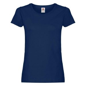 Damska Koszulka. Niebieskie bluzki FRUIT OF THE LOOM, bez wzorów, sportowe, bez kołnierzyka, bez ramiączek. Za 28,99 zł.