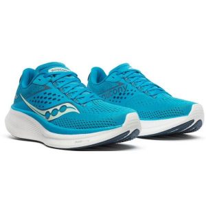 Buty do biegania damskie Saucony Ride 17. Niebieskie buty sportowe Saucony, bez wzorów, bez zapięcia, do biegania. Za 499,99 zł.