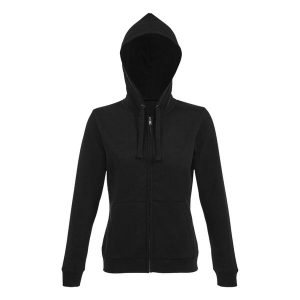 Damska Bluza Z Kapturem Spike Z Pełnym Zamkiem Błyskawicznym. Czarne bluzy SOL'S, s, bez wzorów, z kapturem. Za 173,99 zł.