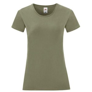 T-shirt Damski Iconic 150. Zielone t-shirty FRUIT OF THE LOOM, xs, bez wzorów, bez kołnierzyka, bez ramiączek. Za 28,99 zł.
