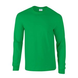 Ultra Bawełniana Koszulka Z Długim Rękawem Unisex Dla Dorosłych. Zielone bluzki GILDAN, xl, bez wzorów, z bawełny, sportowe, bez kołnierzyka, bez ramiączek. Za 60,99 zł.
