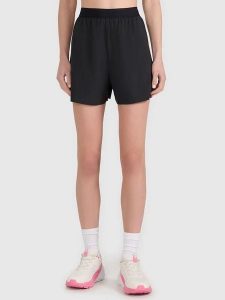 4F Szorty sportowe w kolorze czarno-różowym rozmiar: L. Czarne spodenki sportowe 4f, l, bez wzorów, z materiału, outdoorowe. Za 131,43 zł.